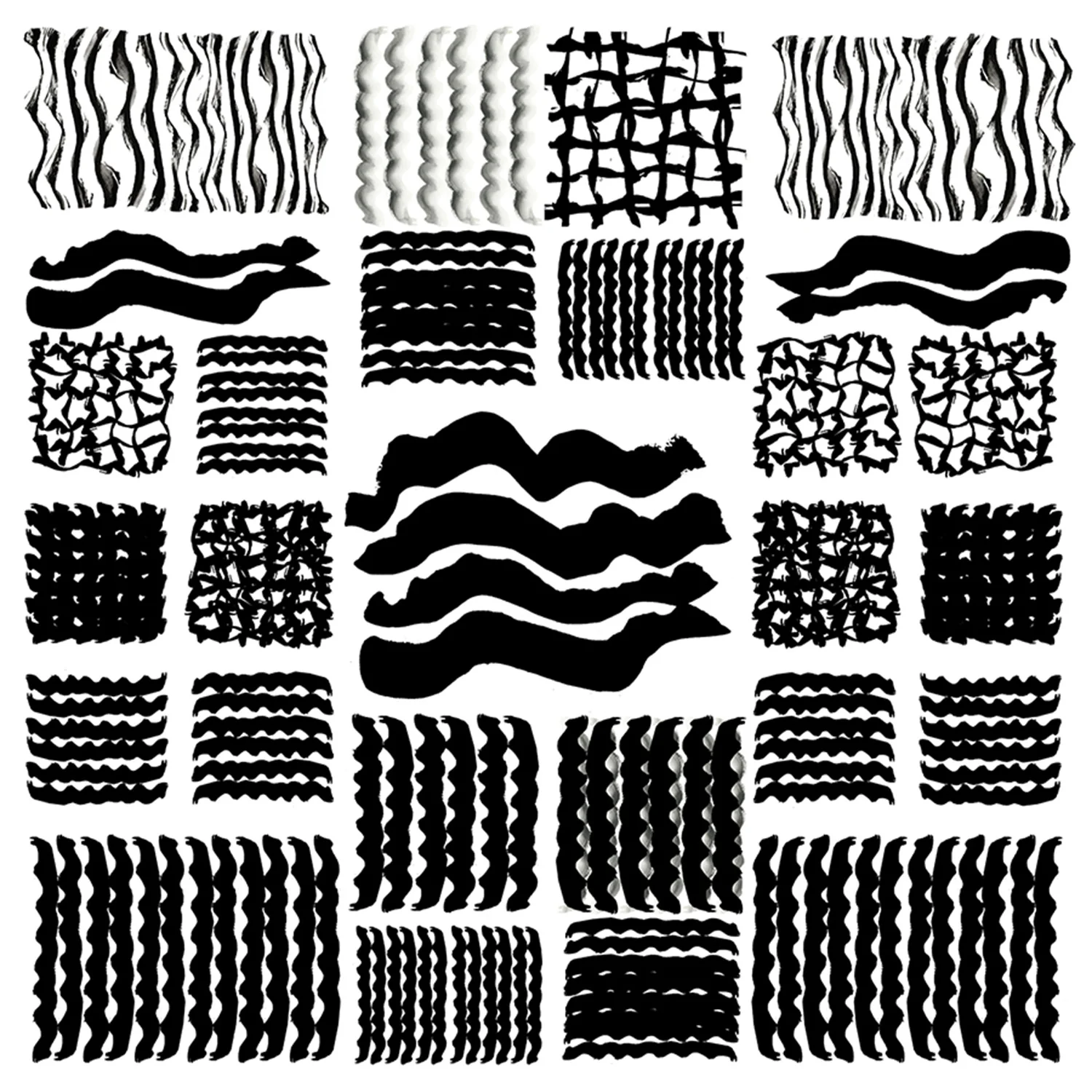 Black and White Squiggle Grid, Style A