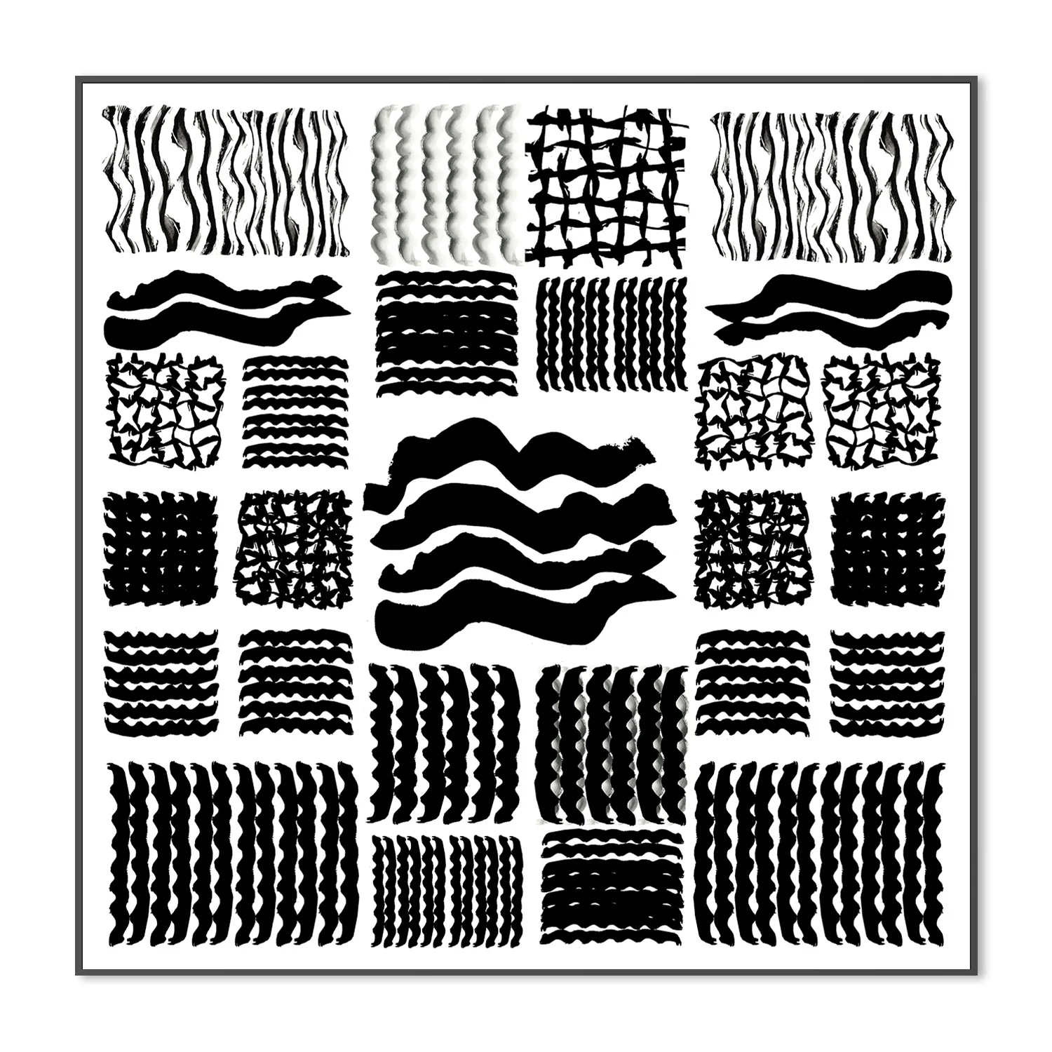 Black and White Squiggle Grid, Style A - Image 3