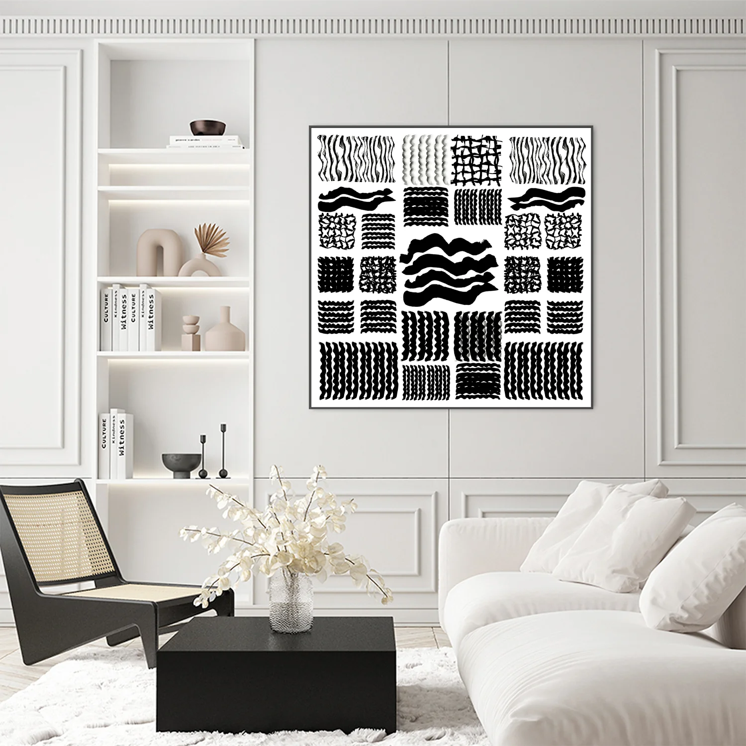 Black and White Squiggle Grid, Style A - Image 7