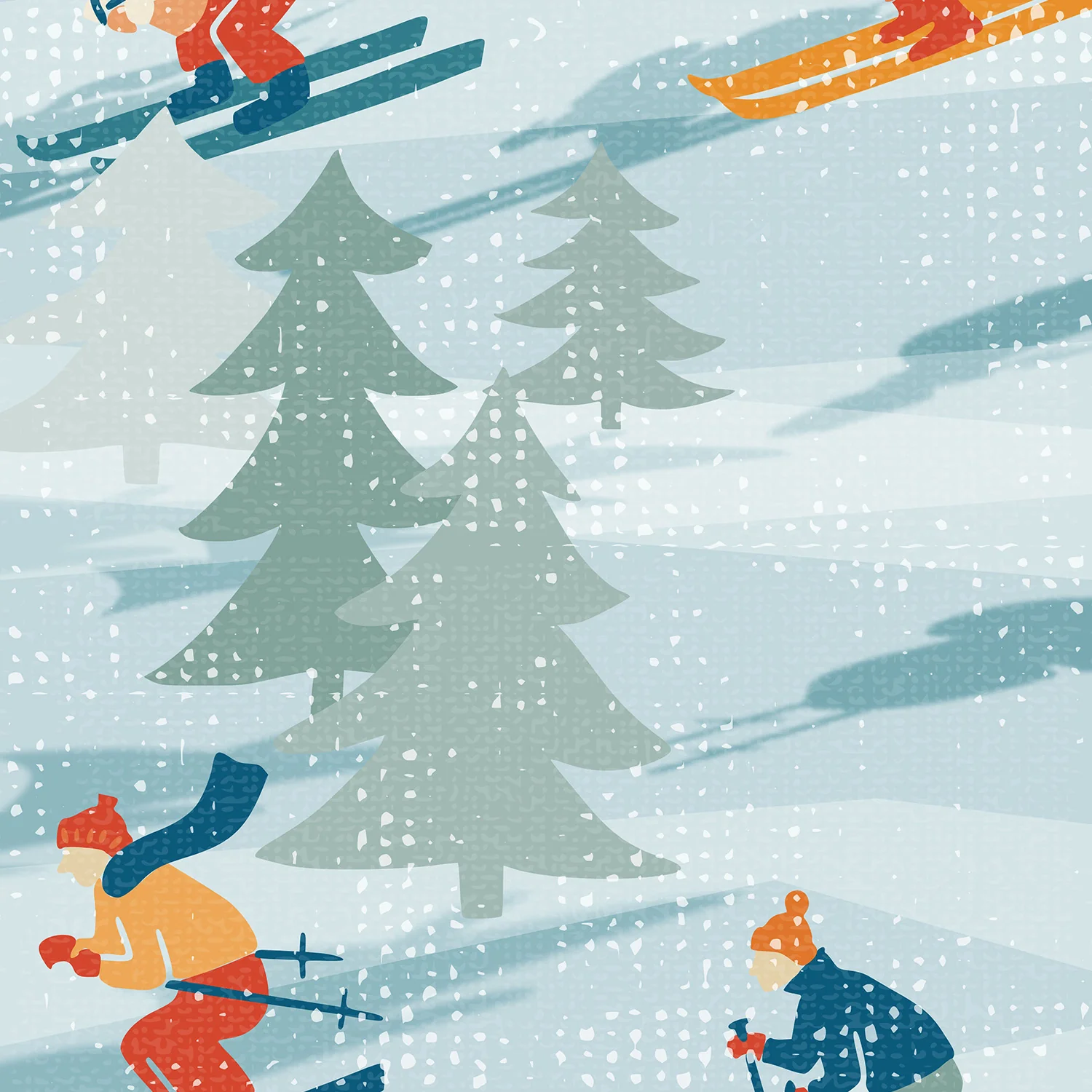 Retro Sportive Ski alpine textured pattern - Image 3