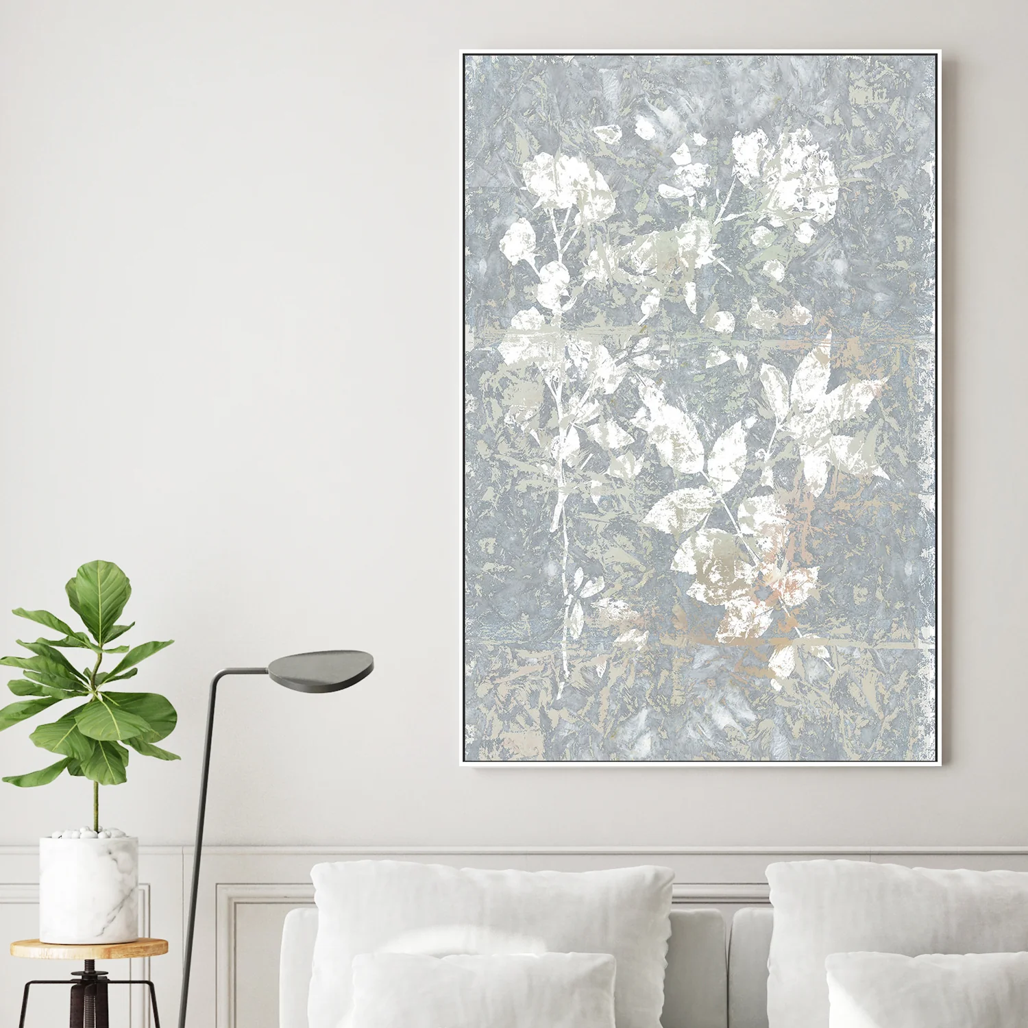 Botanical White Textured Floral, Style 2 - Image 2