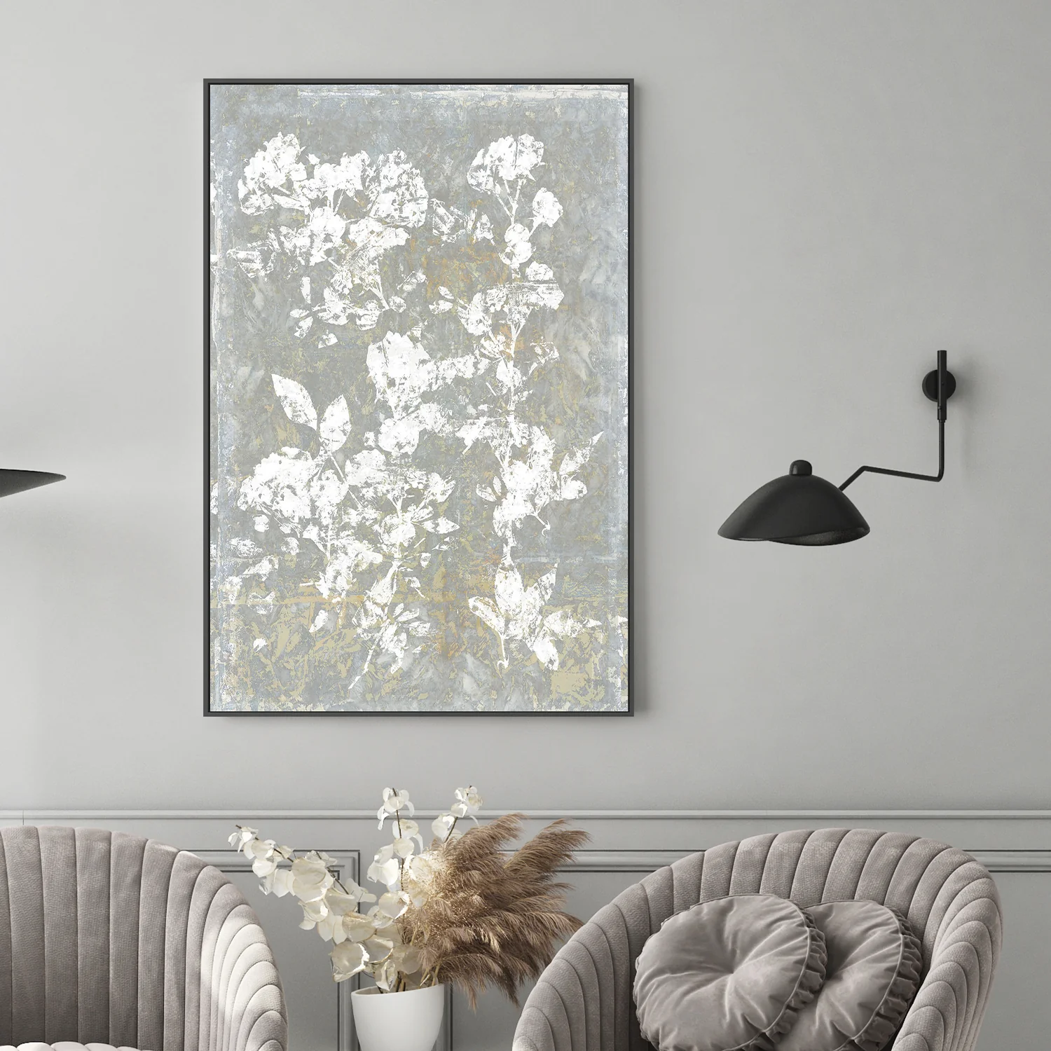 Botanical White Textured Floral , Style A - Image 2