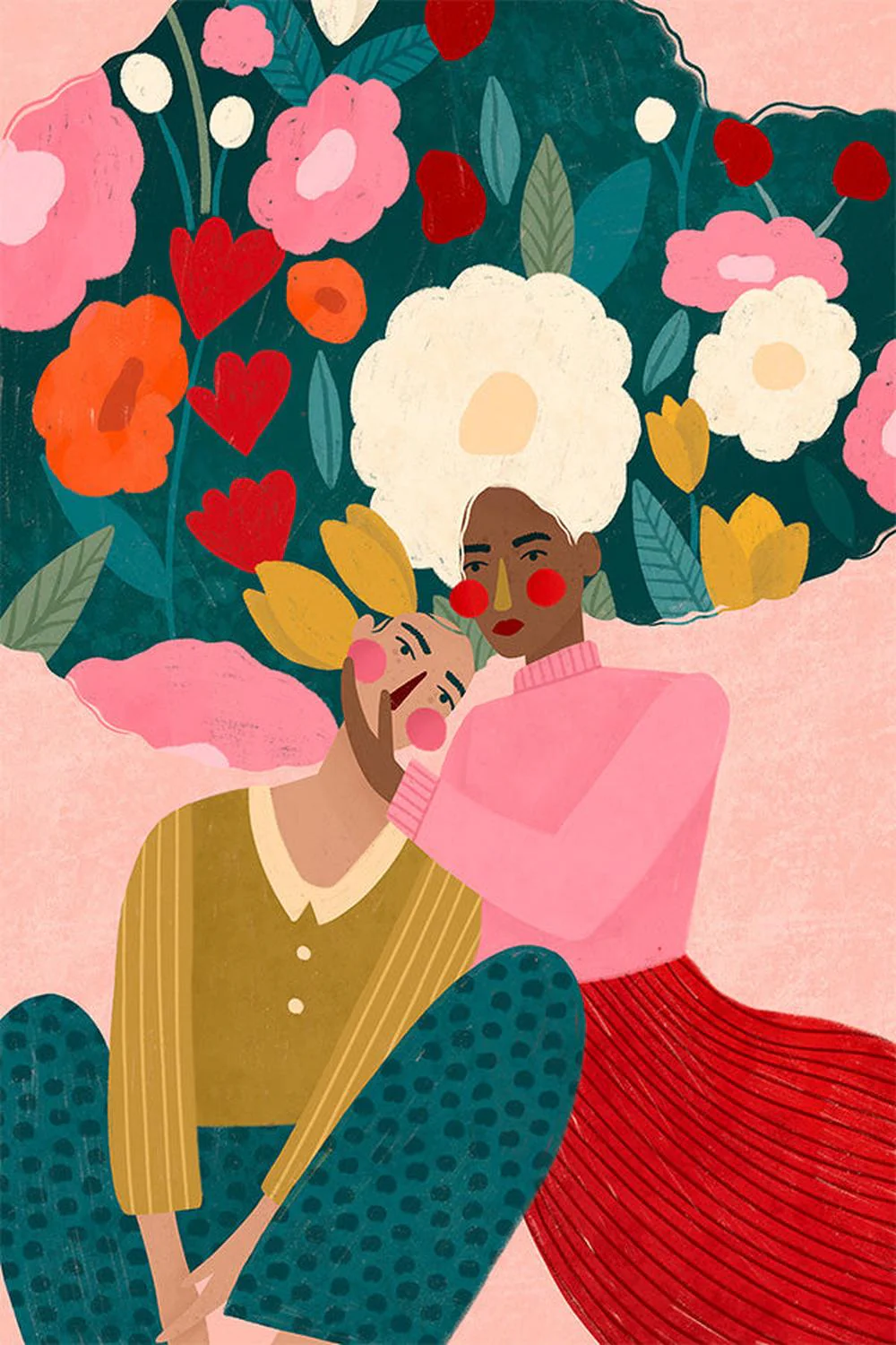 Embracing Couple In Floral Embrace