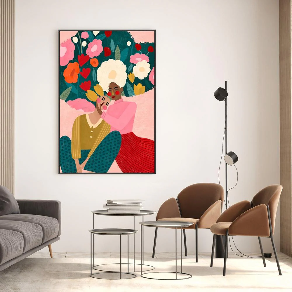 Embracing Couple In Floral Embrace - Image 2