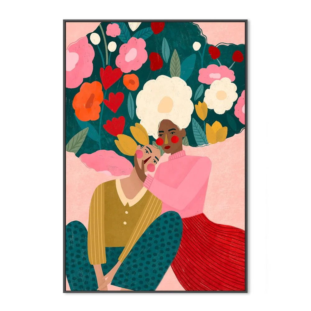 Embracing Couple In Floral Embrace - Image 3