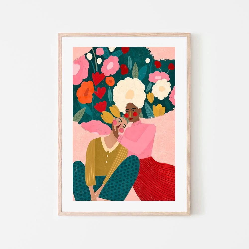 Embracing Couple In Floral Embrace - Image 6
