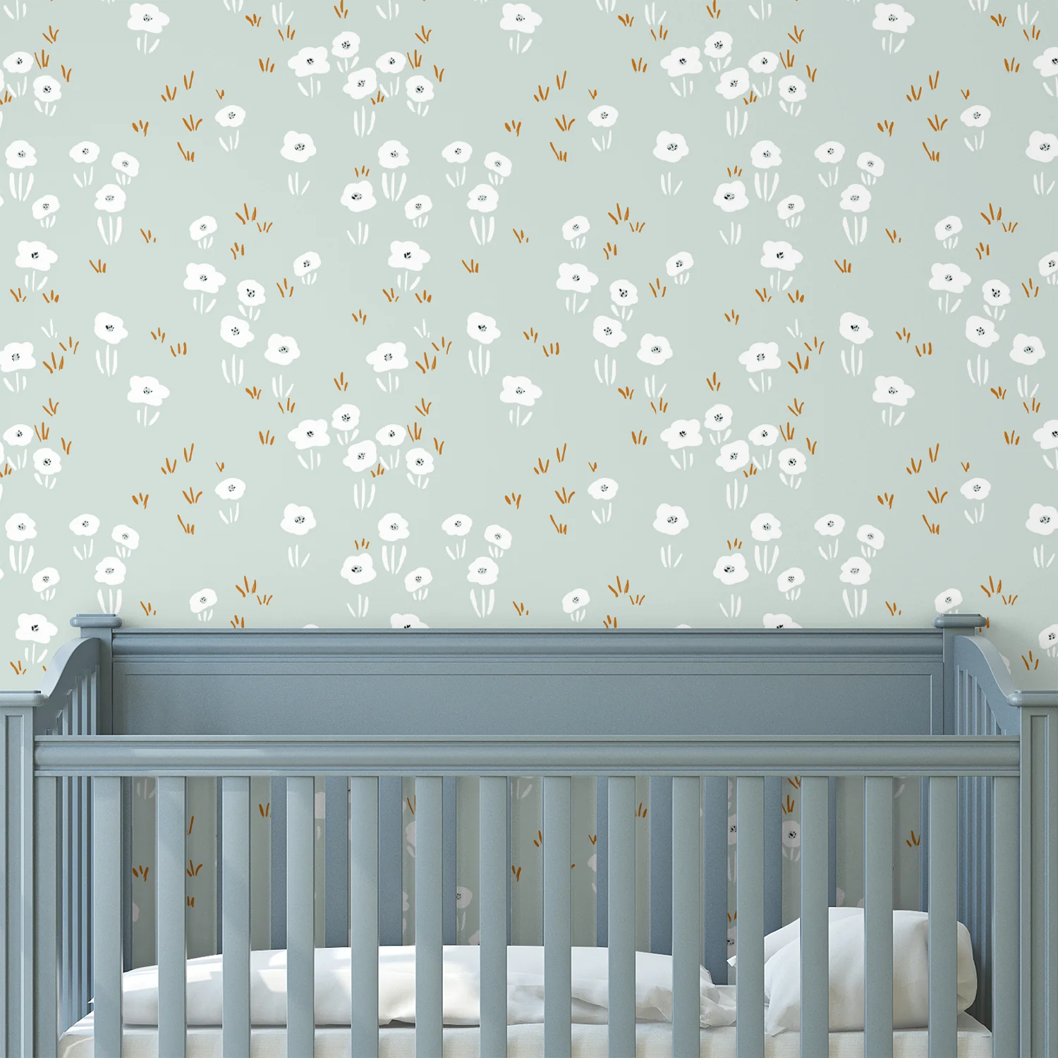 Minimalistic Wildflower Meadow Mint Pattern - Image 2