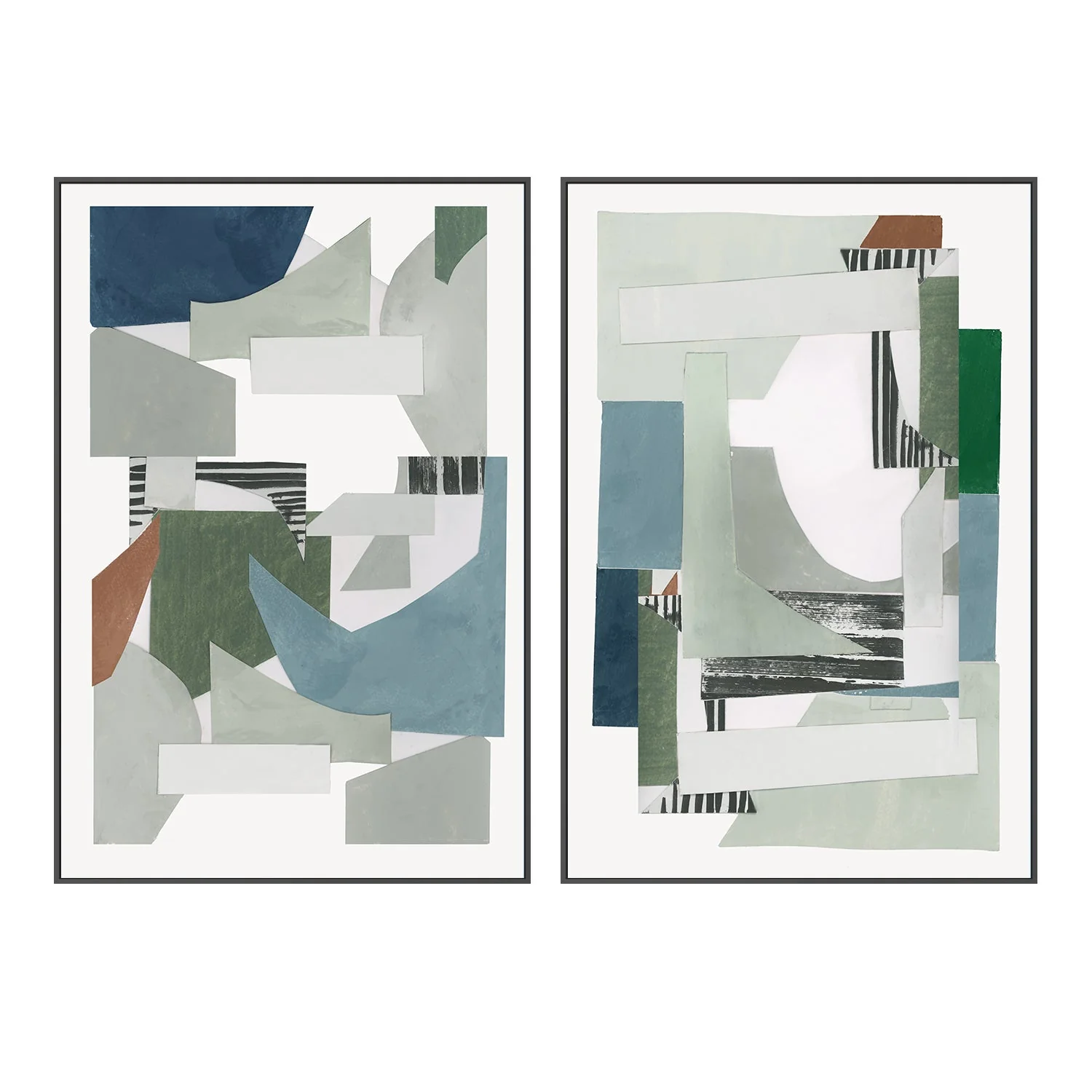 Blue Green Abstract Jugs , Style A & B , Set Of 2 - Image 3