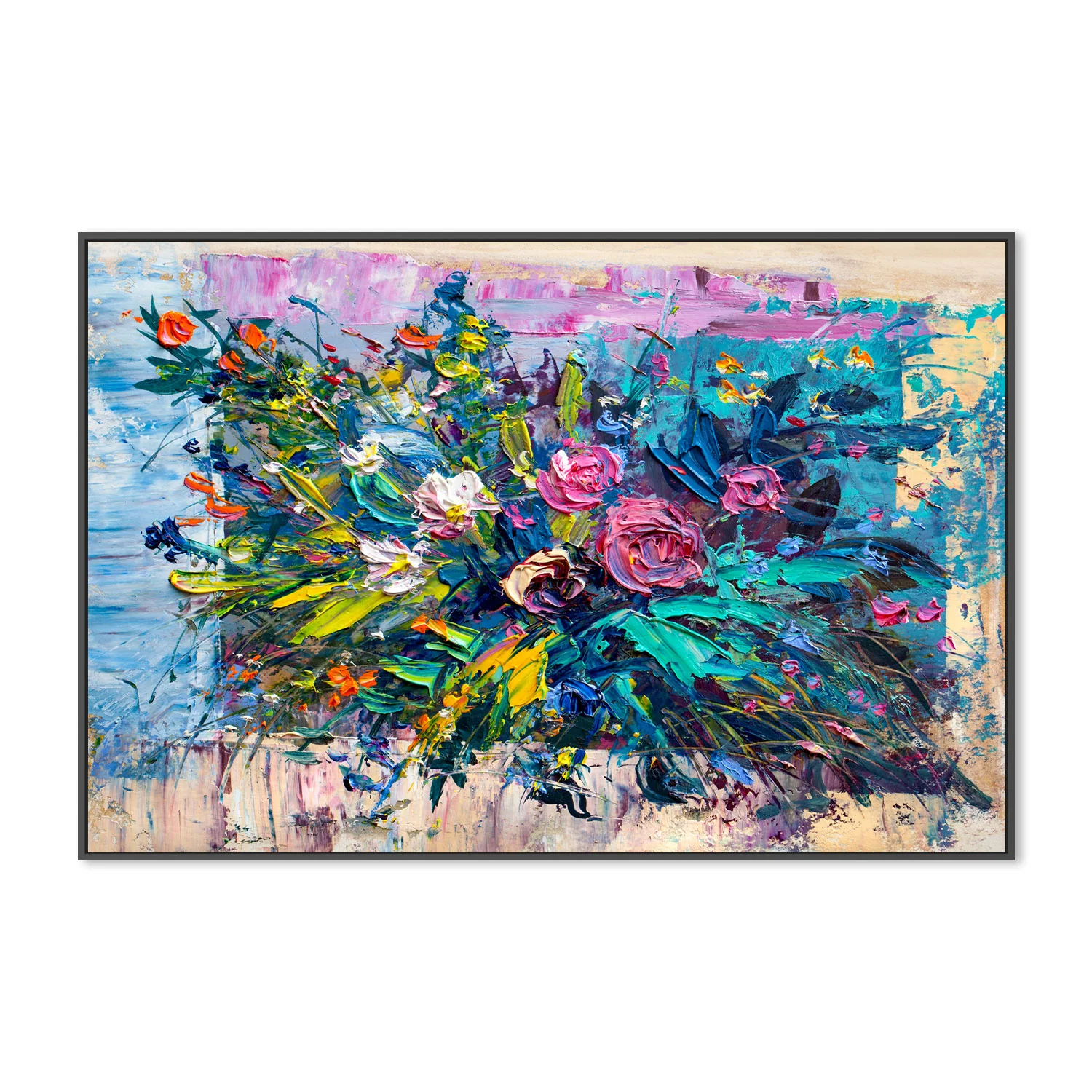 A Maelstrom Of Flowers , Hand-Painted Canvas - Image 3