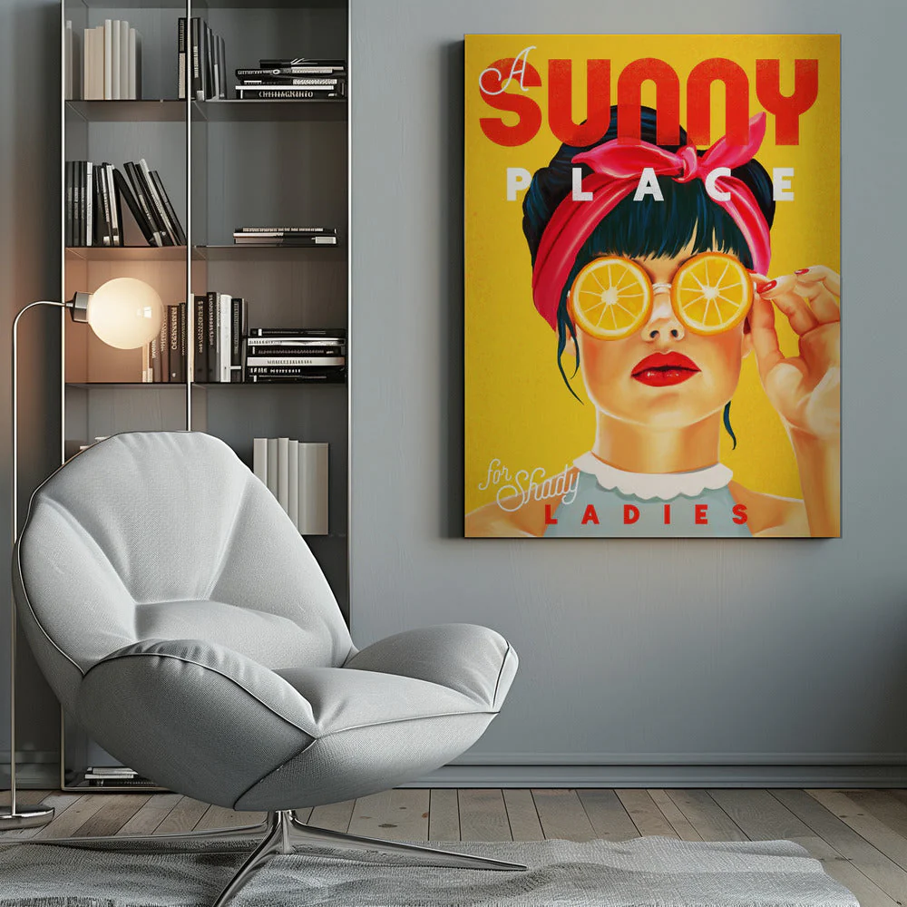 A Sunny Place For Shady Ladies Orange Pinup Art - Image 9