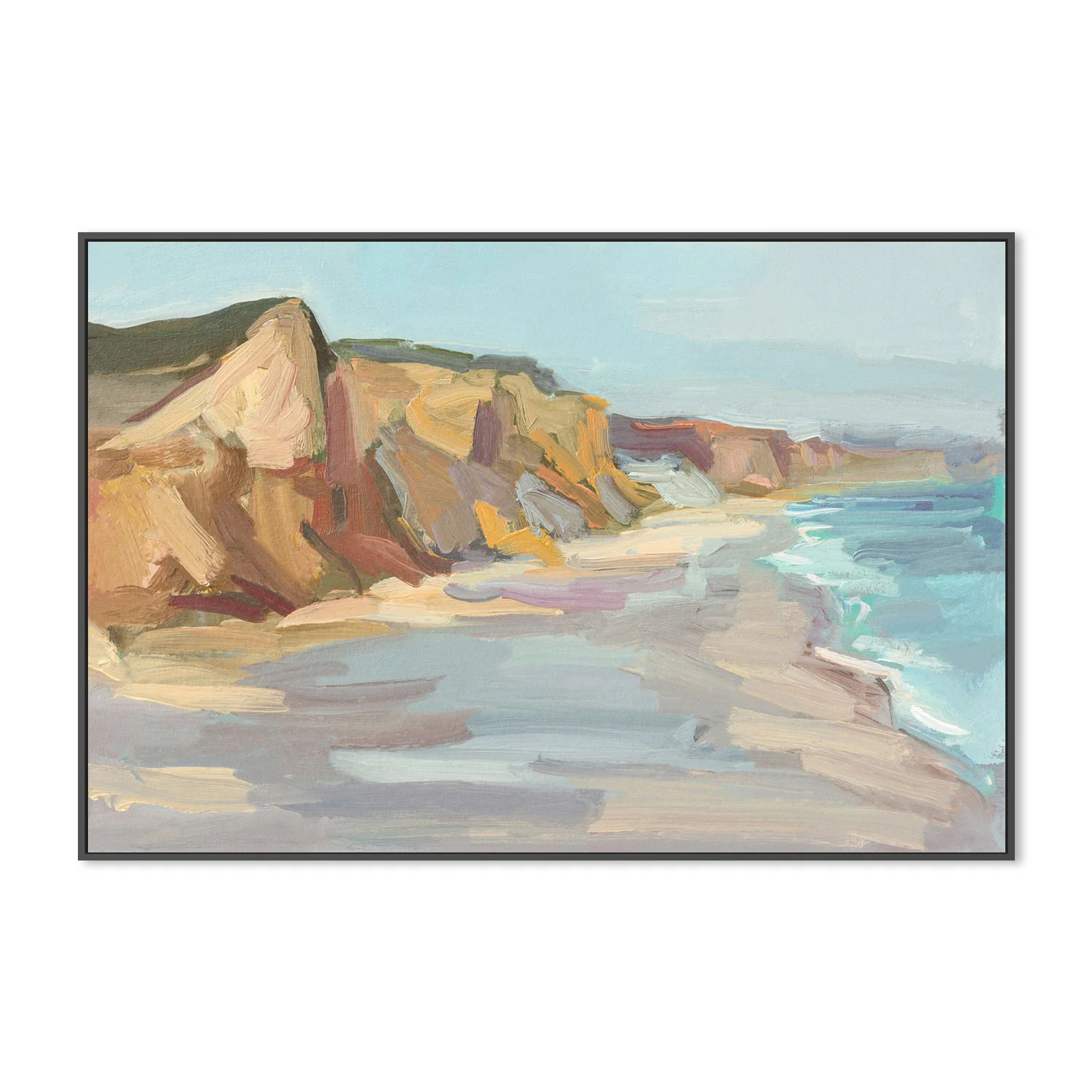 Abstract Beach In Muted Colours , Hand-painted Canvas - Image 3