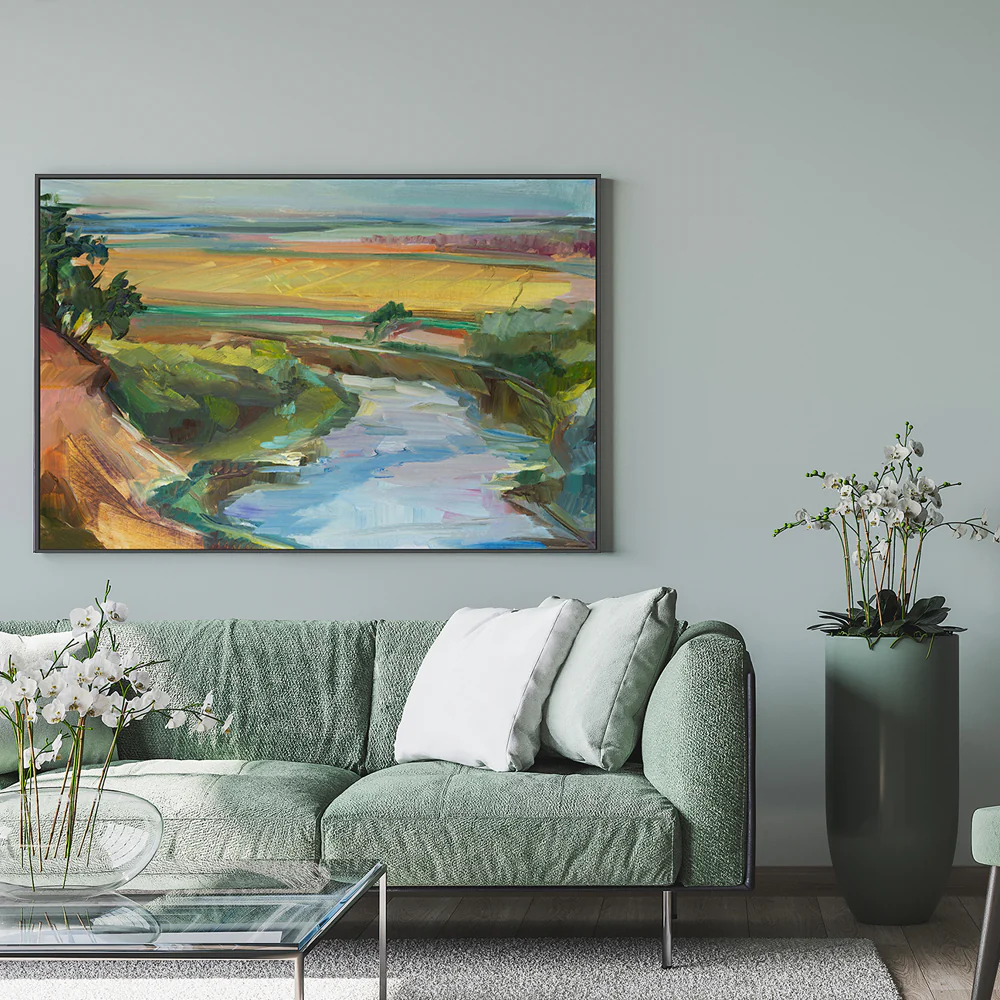Abstract Creek and Mountains , Hand-painted Canvas - Image 2