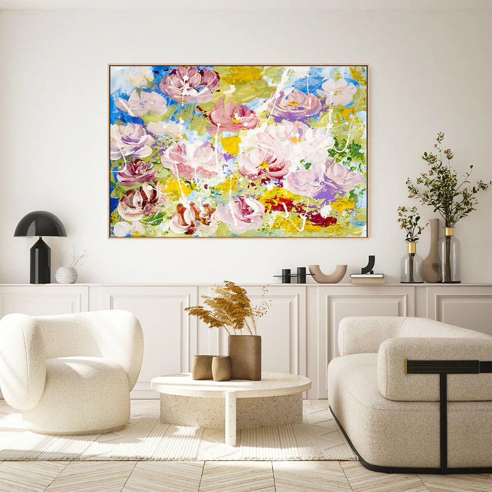 Abstract Flower Garden, Style A , Hand-Painted Canvas - Image 2