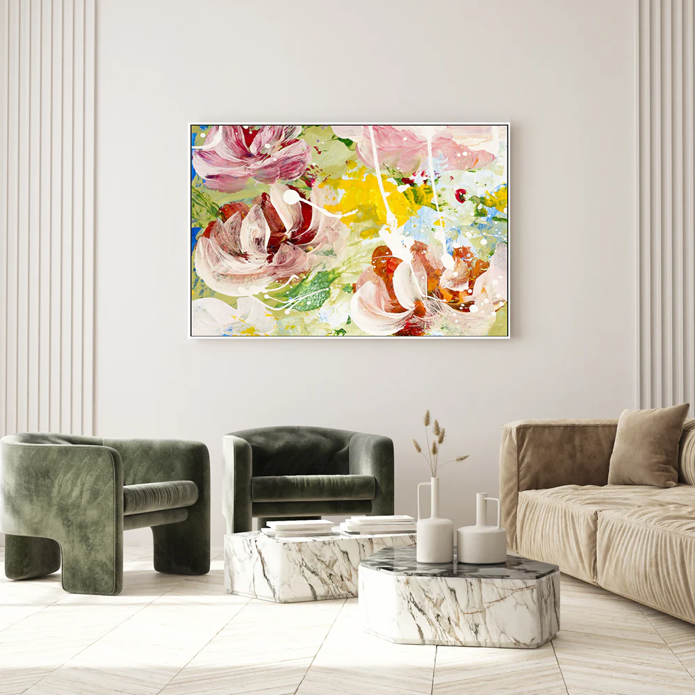 Abstract Flower Garden, Style C , Hand-Painted Canvas - Image 2