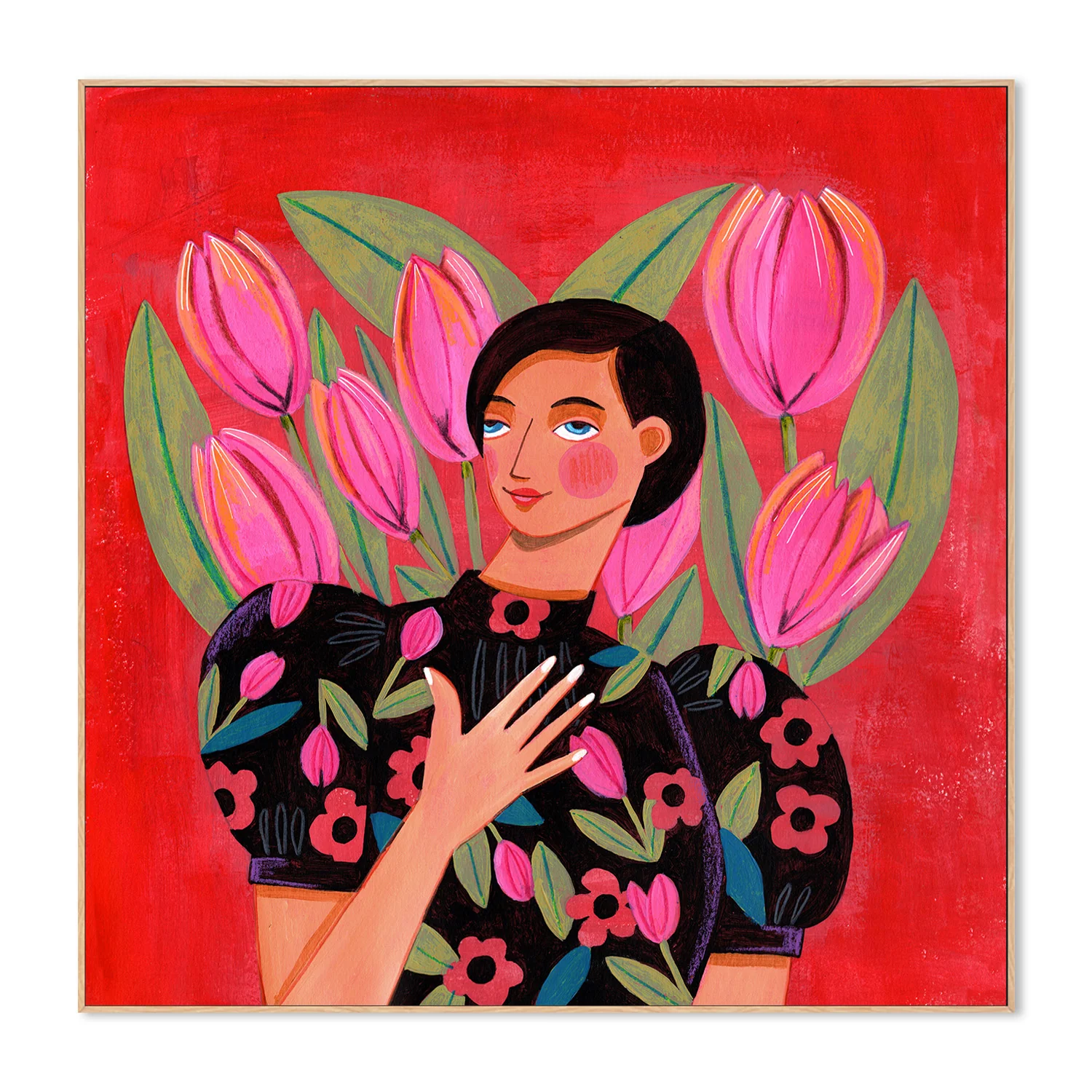 Abstract Modern Portrait Woman with Tulips - Image 4