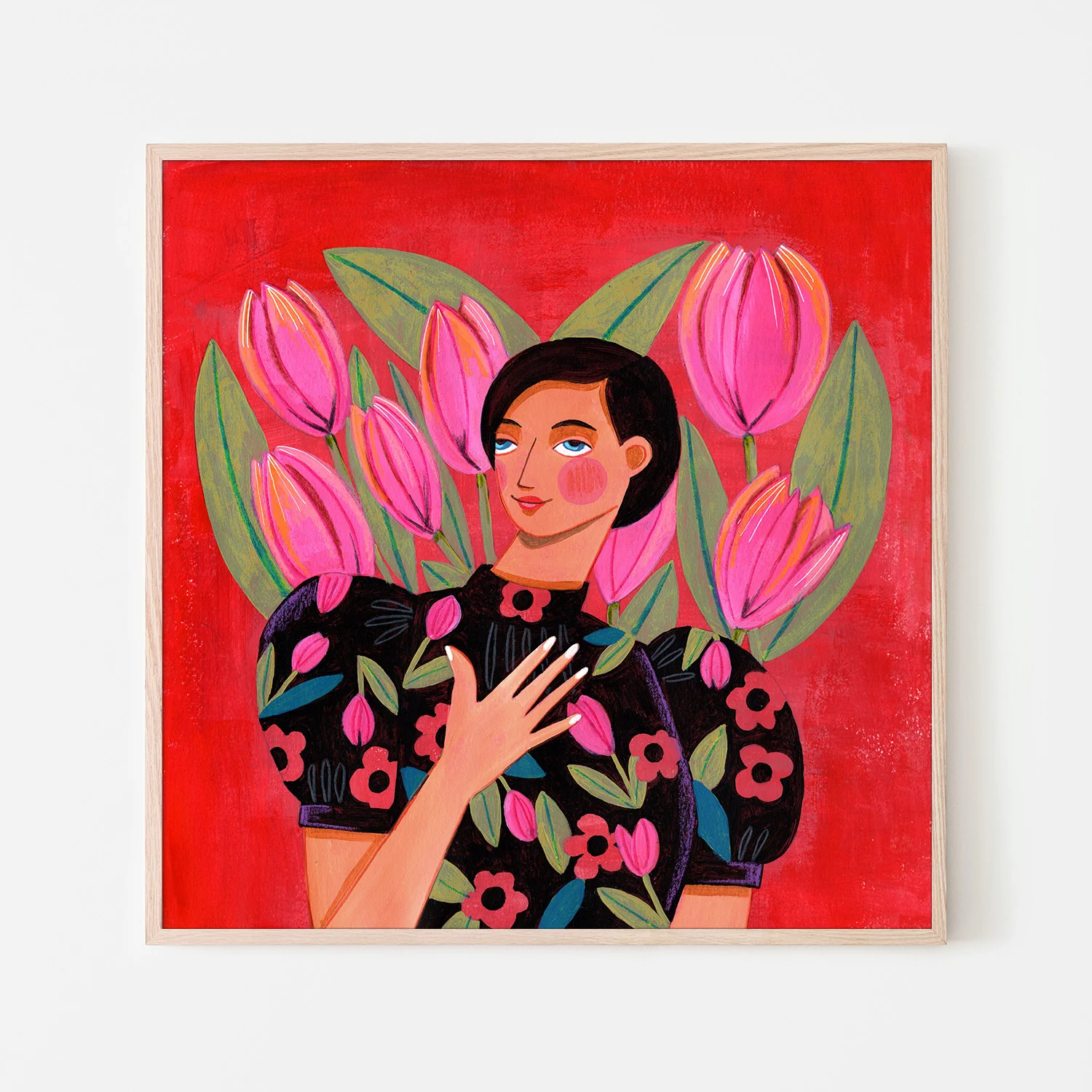Abstract Modern Portrait Woman with Tulips - Image 6
