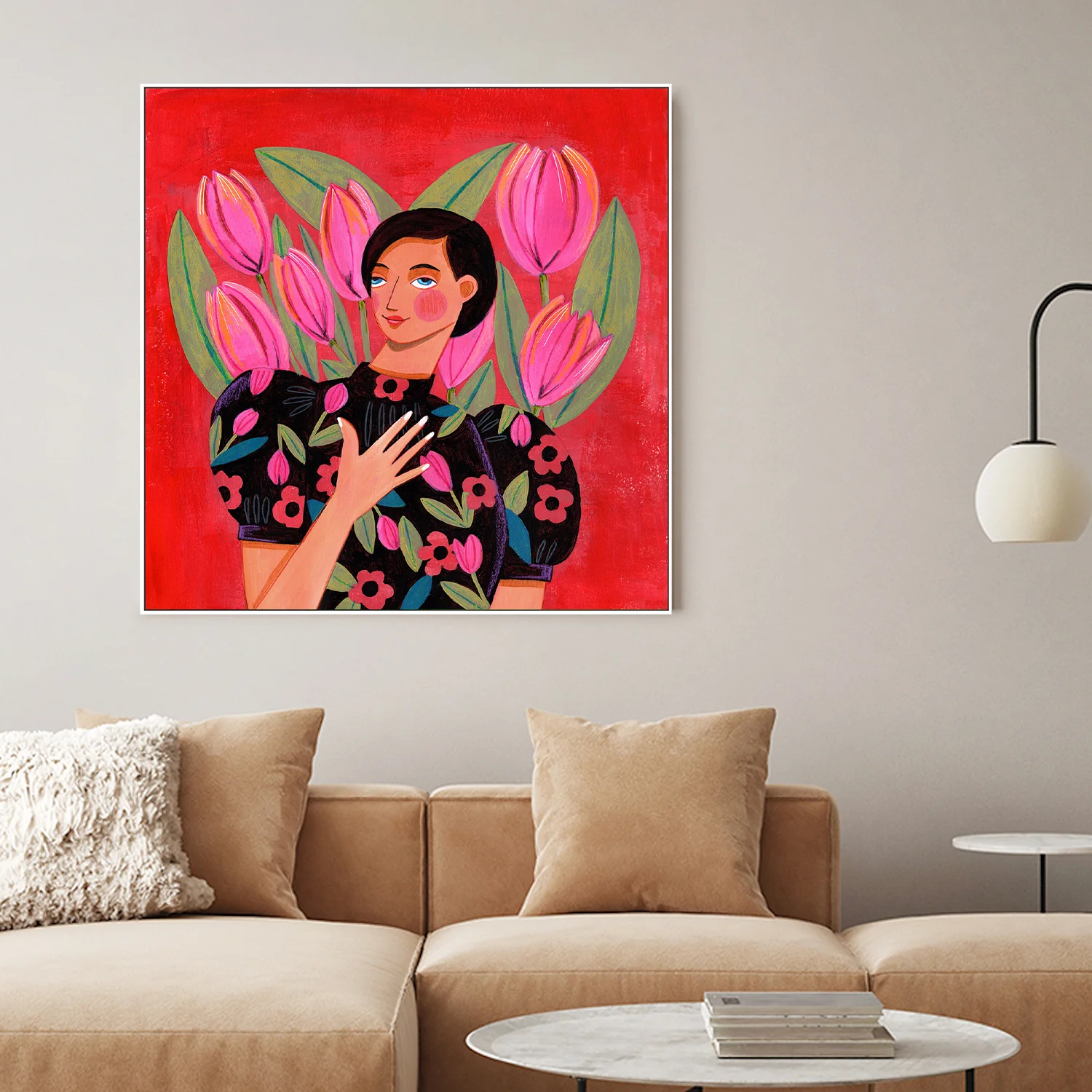 Abstract Modern Portrait Woman with Tulips - Image 7