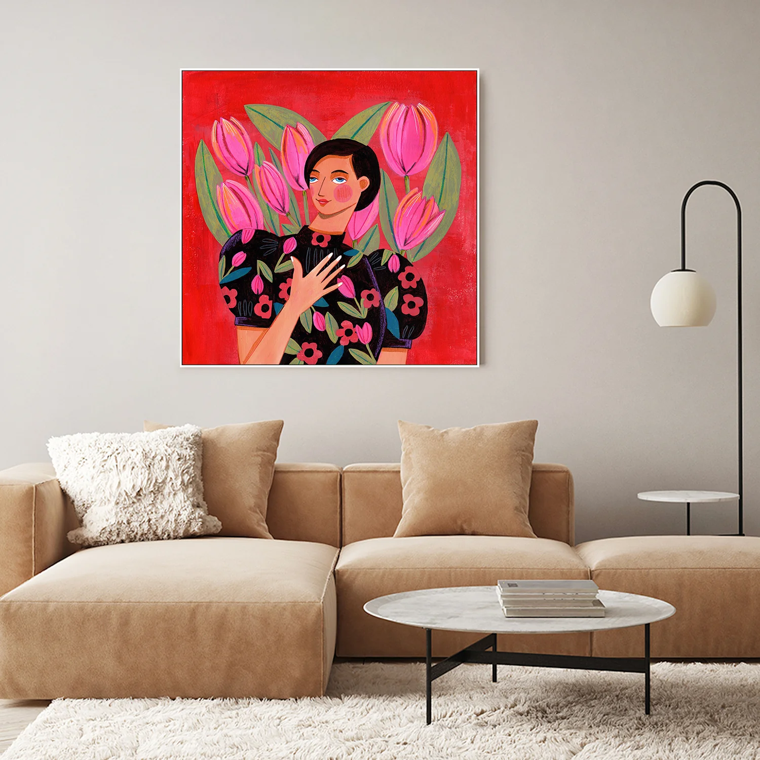 Abstract Modern Portrait Woman with Tulips - Image 8
