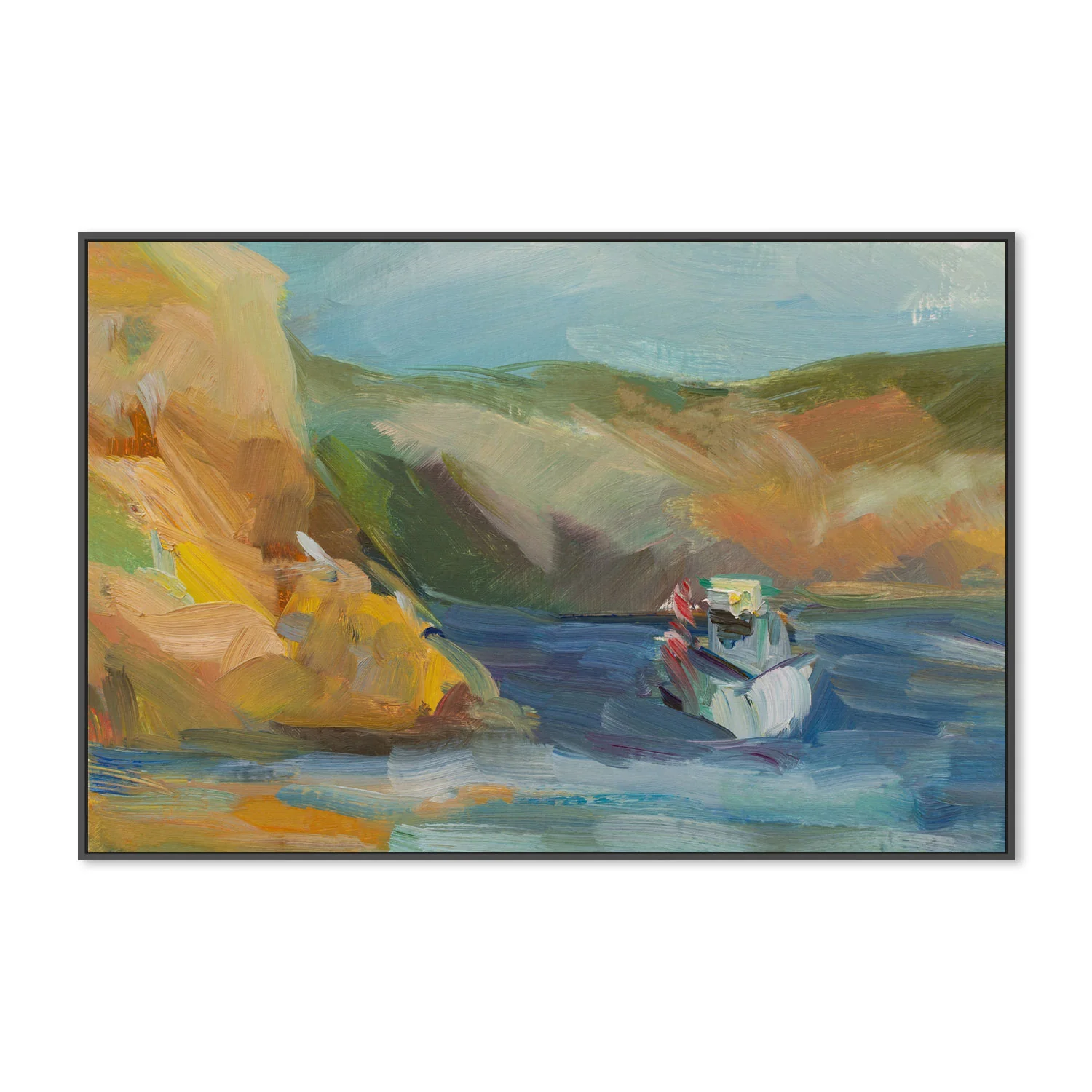 Abstract Mountainous Landscape , Hand-painted Canvas - Image 3