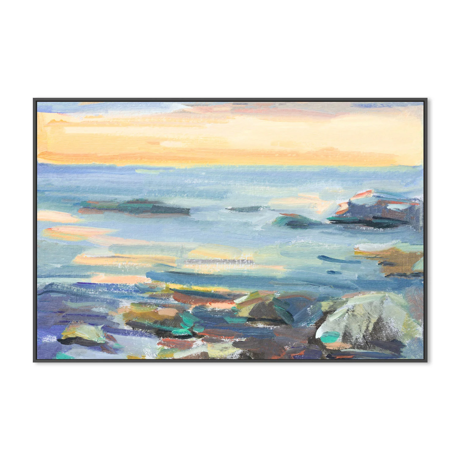 Abstract Orange Sunset, Hand-painted canvas - Image 3