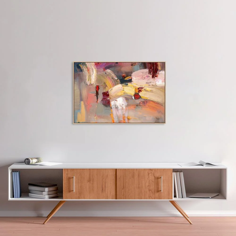 Abstract Ruby Rose, Hand-Painted Canvas - Image 4