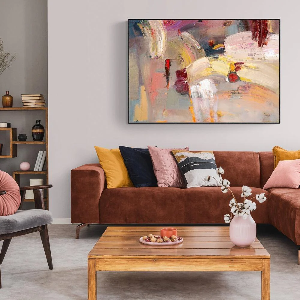 Abstract Ruby Rose, Hand-Painted Canvas - Image 5