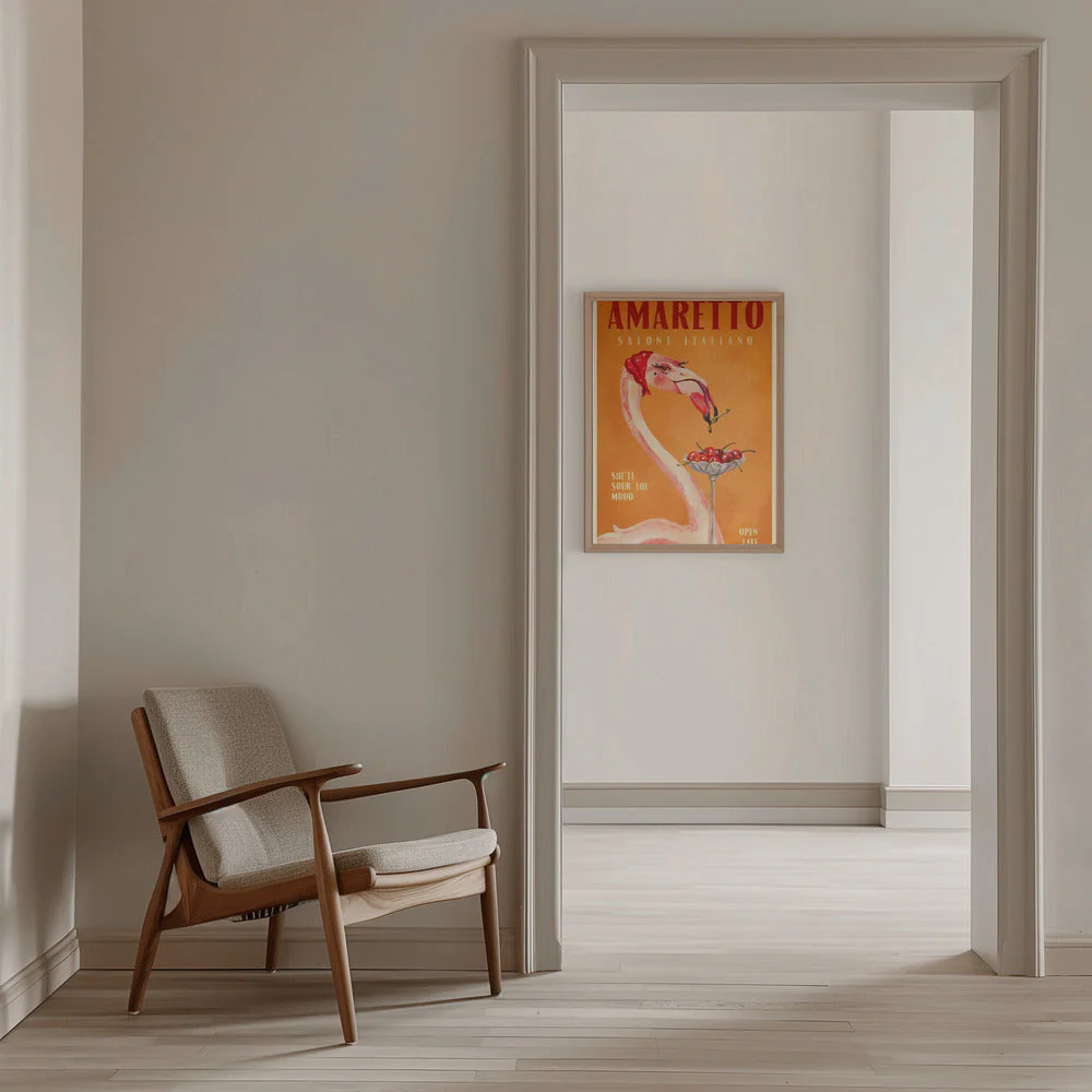 Amaretto Flamingo Art Deco Italian Cafe Travel Art - Image 10