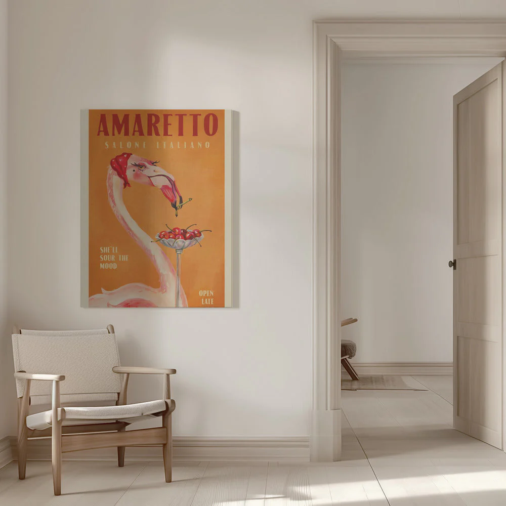 Amaretto Flamingo Art Deco Italian Cafe Travel Art - Image 6