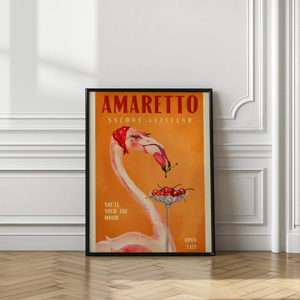 Amaretto Flamingo Art Deco Italian Cafe Travel Art - Image 8