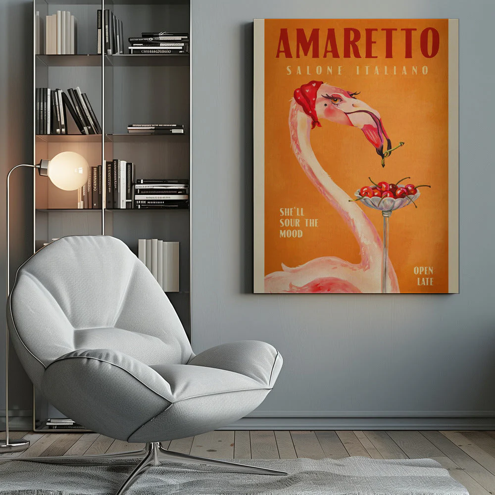 Amaretto Flamingo Art Deco Italian Cafe Travel Art - Image 9