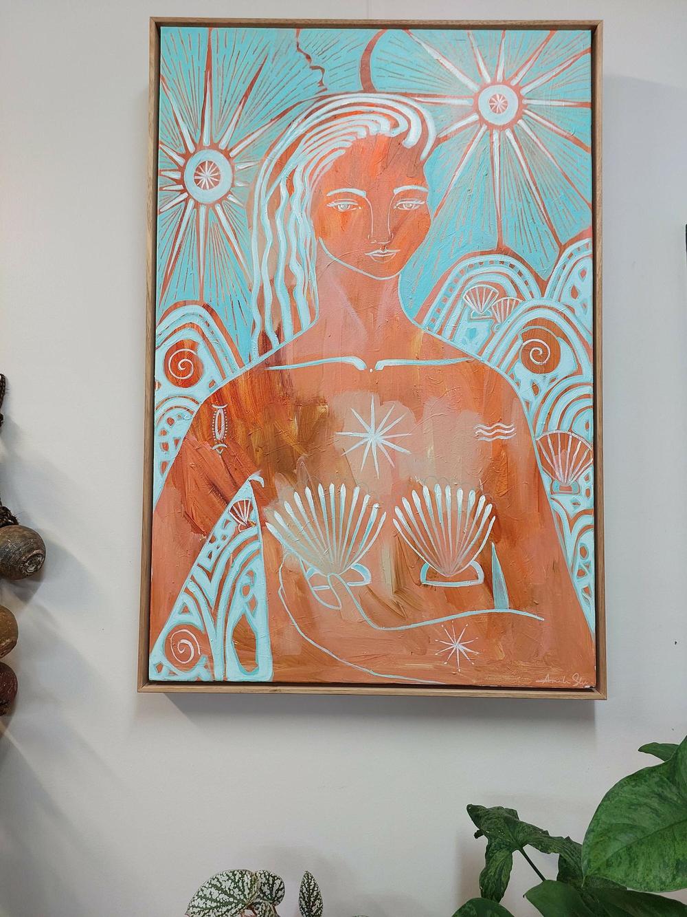 Amazonite Mermaid, Original Hand-Painted Canvas By Amanda Skye - Image 2