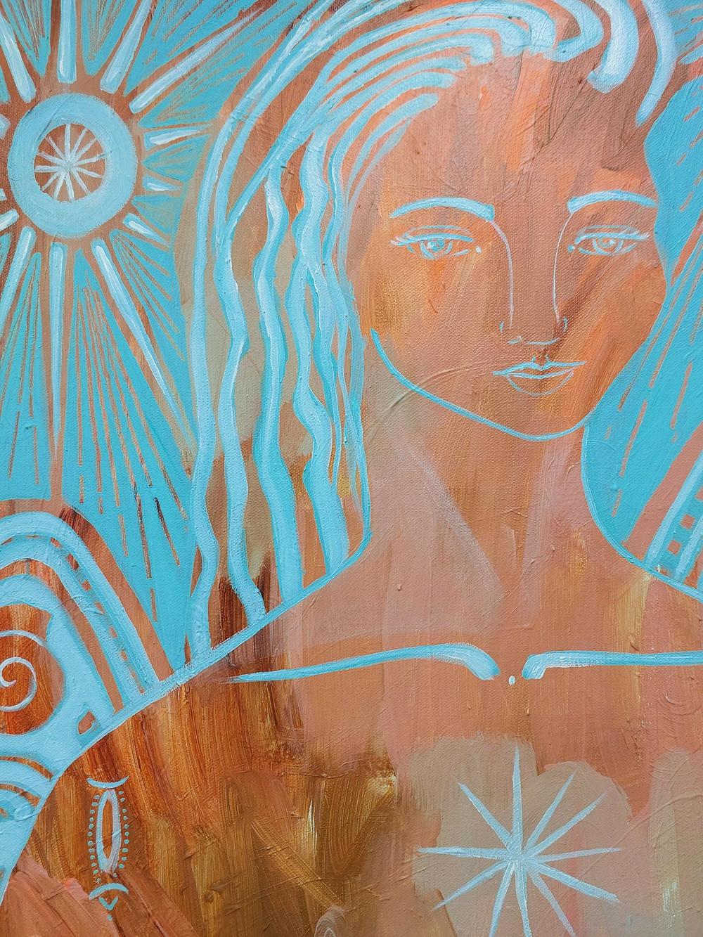 Amazonite Mermaid, Original Hand-Painted Canvas By Amanda Skye - Image 3