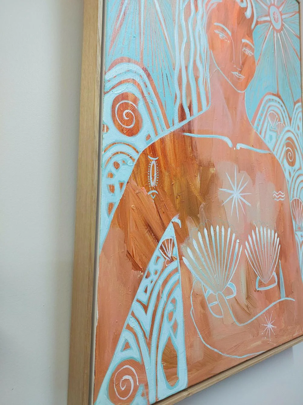 Amazonite Mermaid, Original Hand-Painted Canvas By Amanda Skye - Image 4