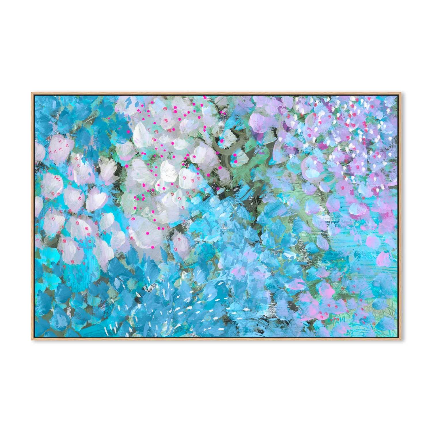 Aqua Blue Petals , Hand-Painted Canvas - Image 4