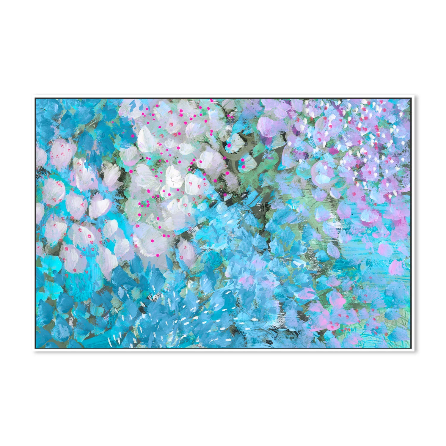 Aqua Blue Petals , Hand-Painted Canvas - Image 5