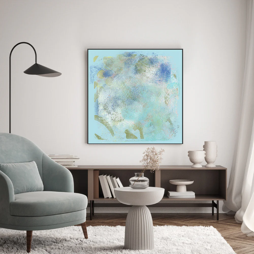 Aqua Mist , Hand-Painted Canvas - Image 2