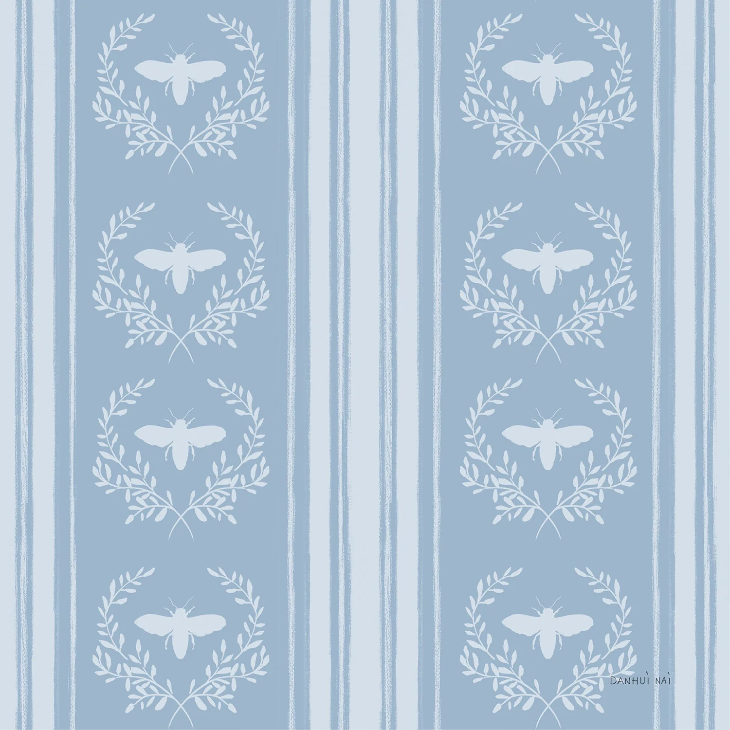 Bees and Blooms Pattern Style H, Wallpaper