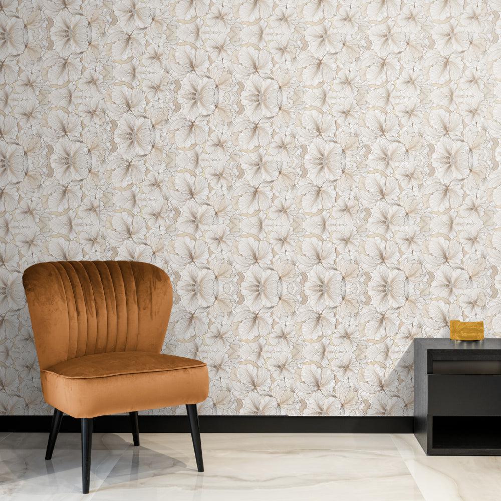 Beige Flowers Wallpaper - Image 4