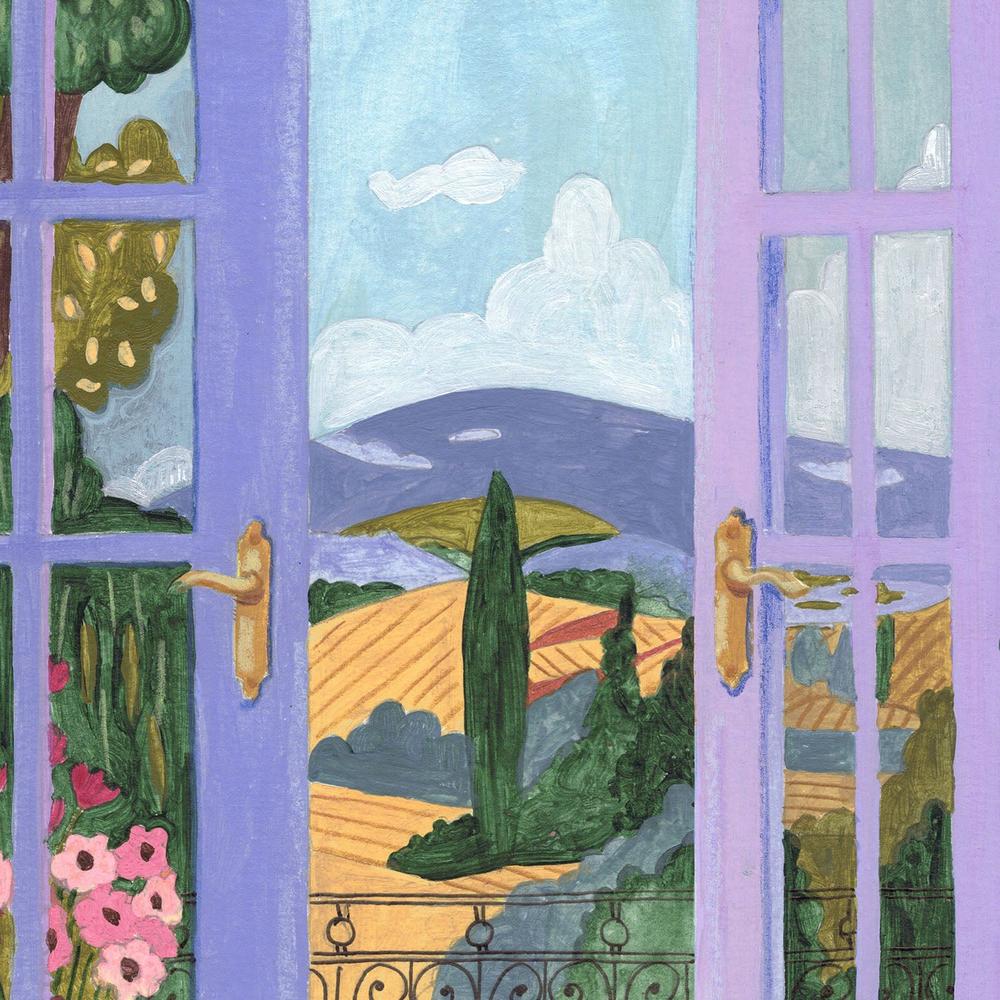 Black Cat on Bed French Doors Garden View - Image 10