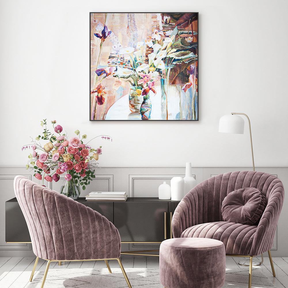 Blooms In Vases , Hand-painted Canvas - Image 2