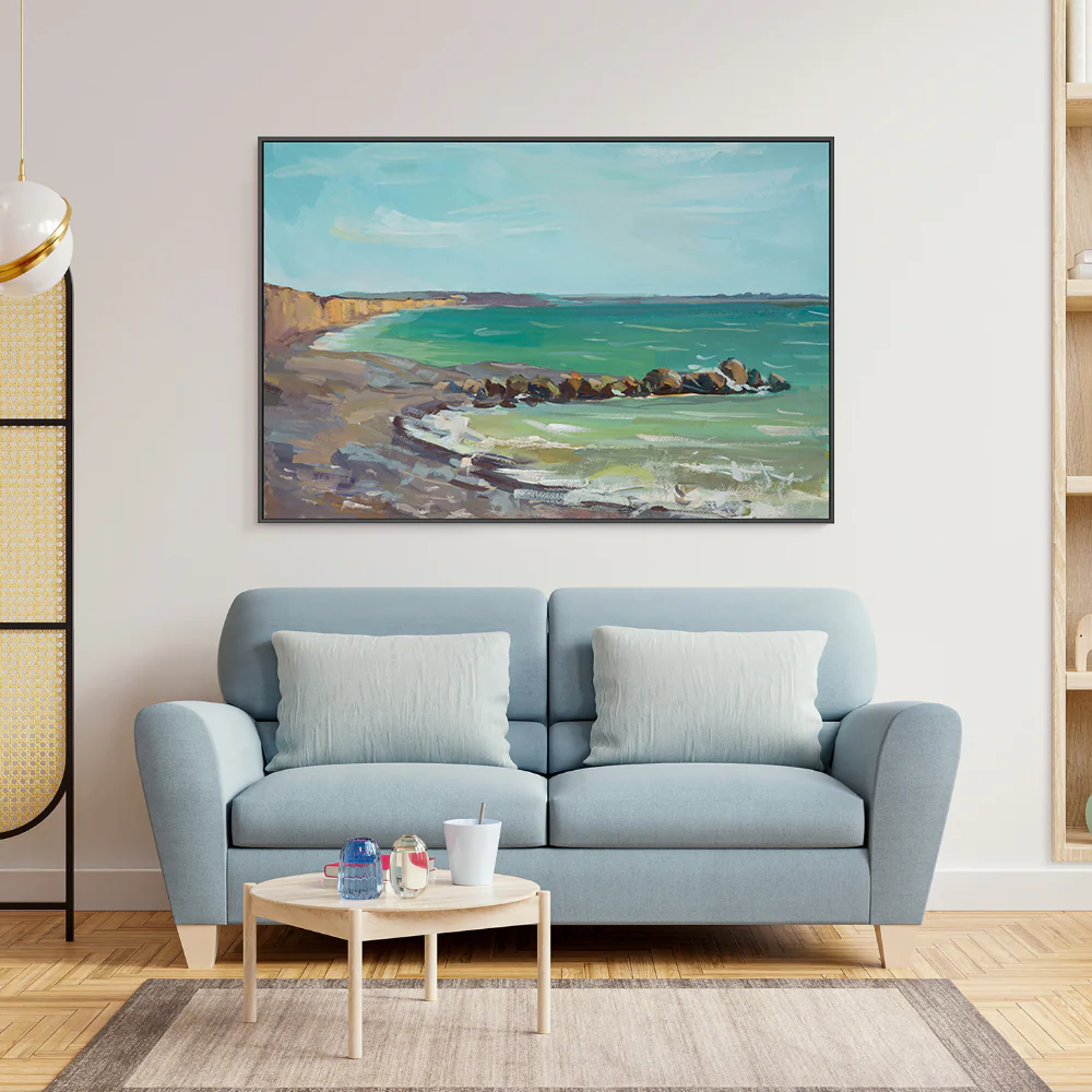 Blue And Green Coastal Dreams , Hand-painted Canvas - Image 7