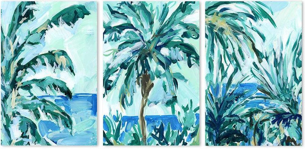 Blue And Green Palms, Set Of 3