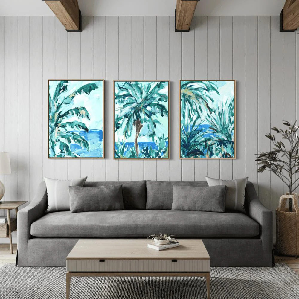 Blue And Green Palms, Set Of 3 - Image 3