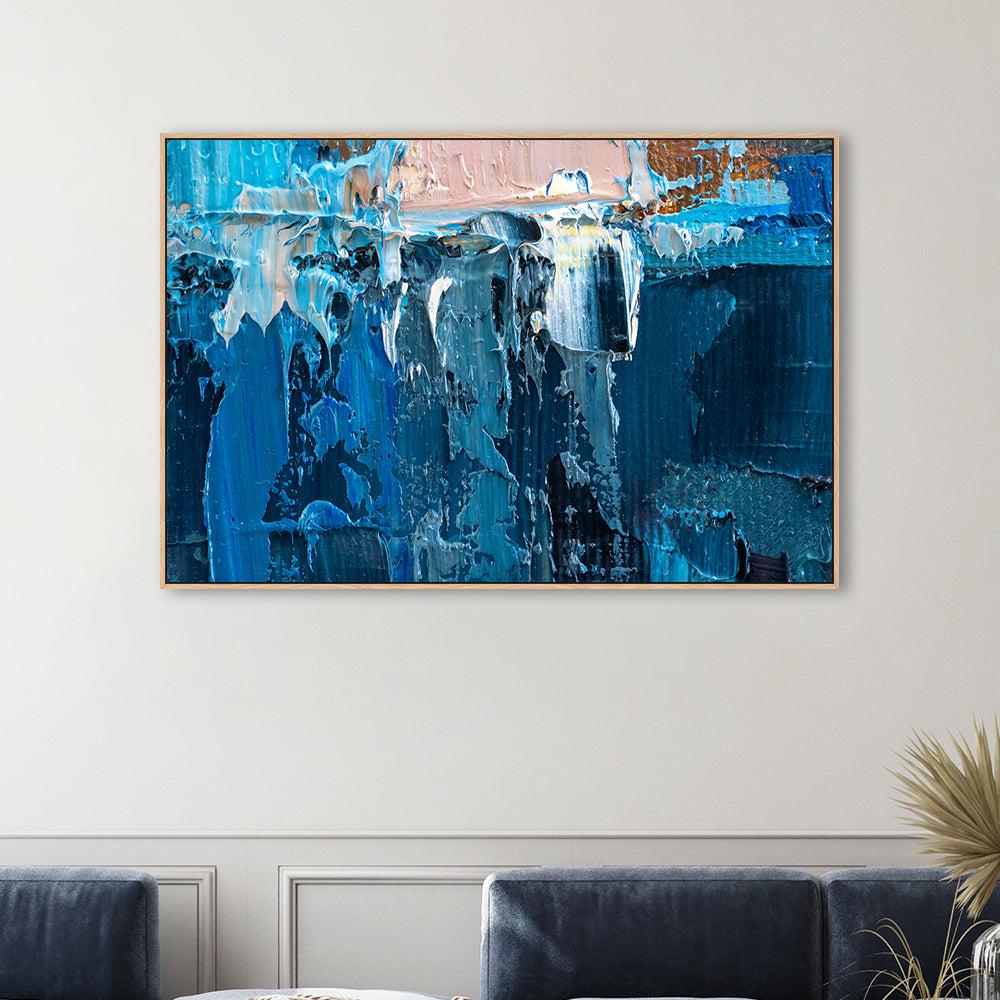 Blue and Pink Abstract , Hand-painted Canvas - Image 2