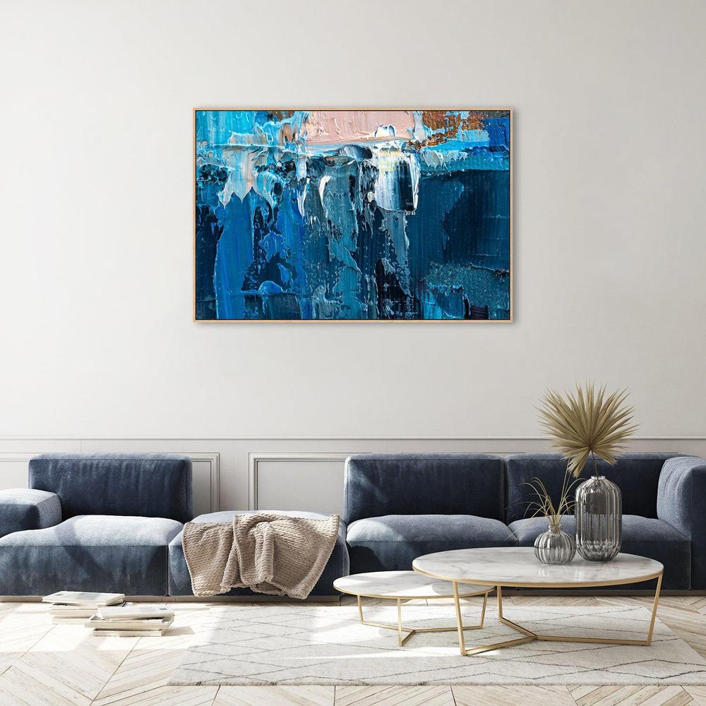 Blue and Pink Abstract , Hand-painted Canvas - Image 6