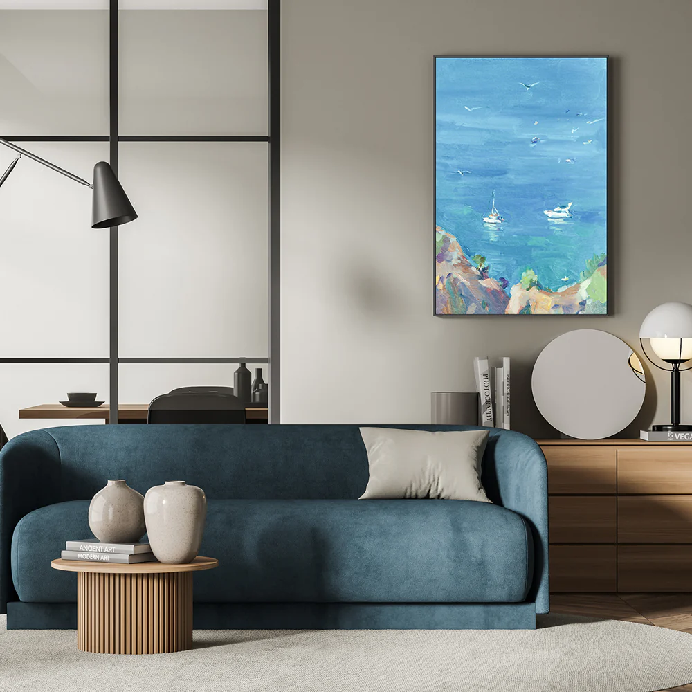 Blue As The Ocean , Hand-painted Canvas - Image 2