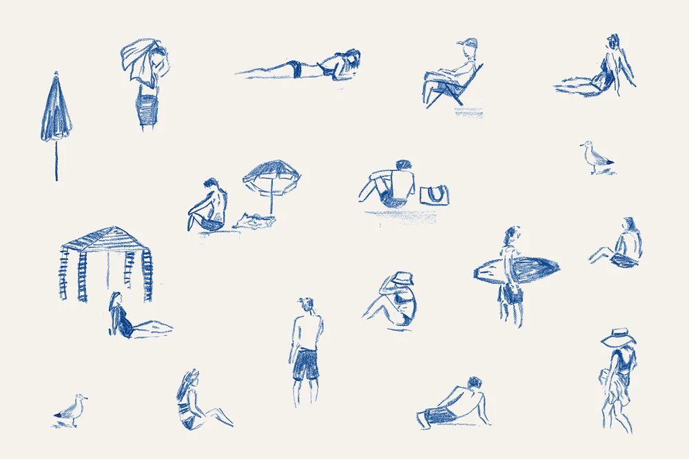 Blue Beach People Landscape