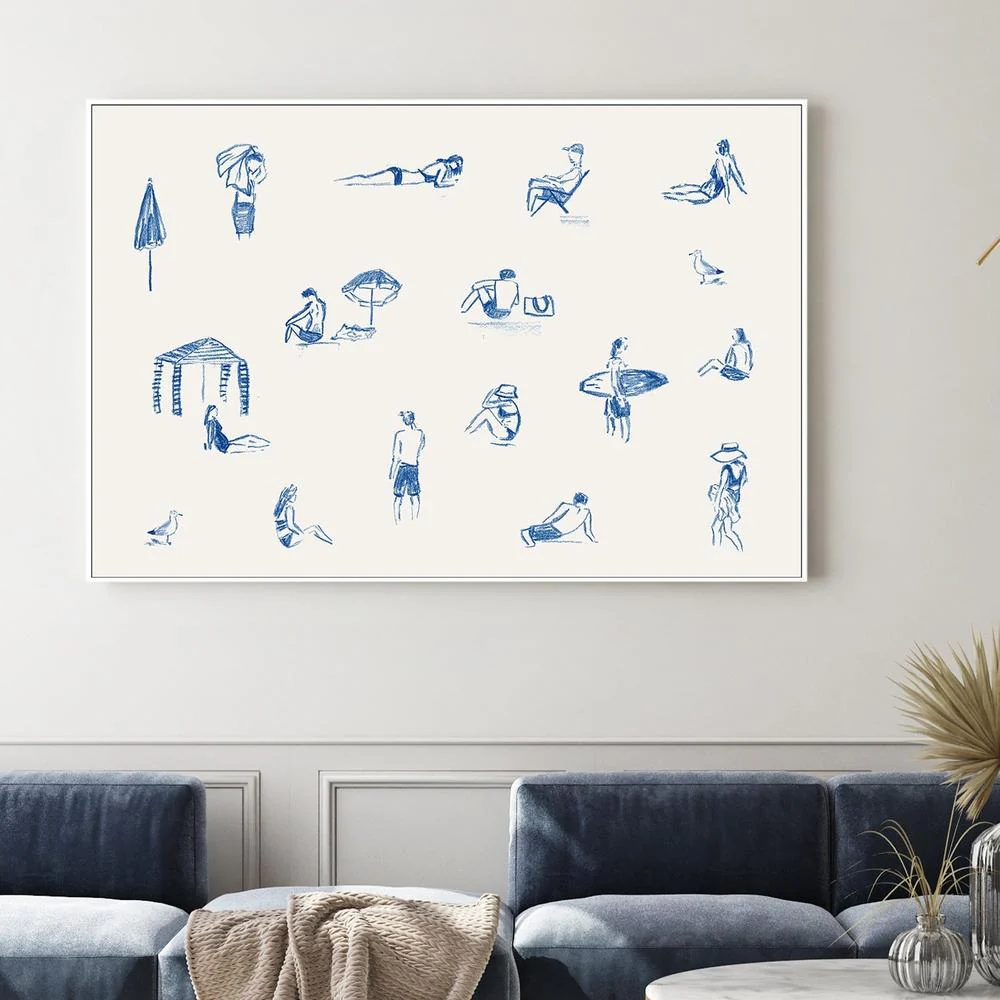 Blue Beach People Landscape - Image 2