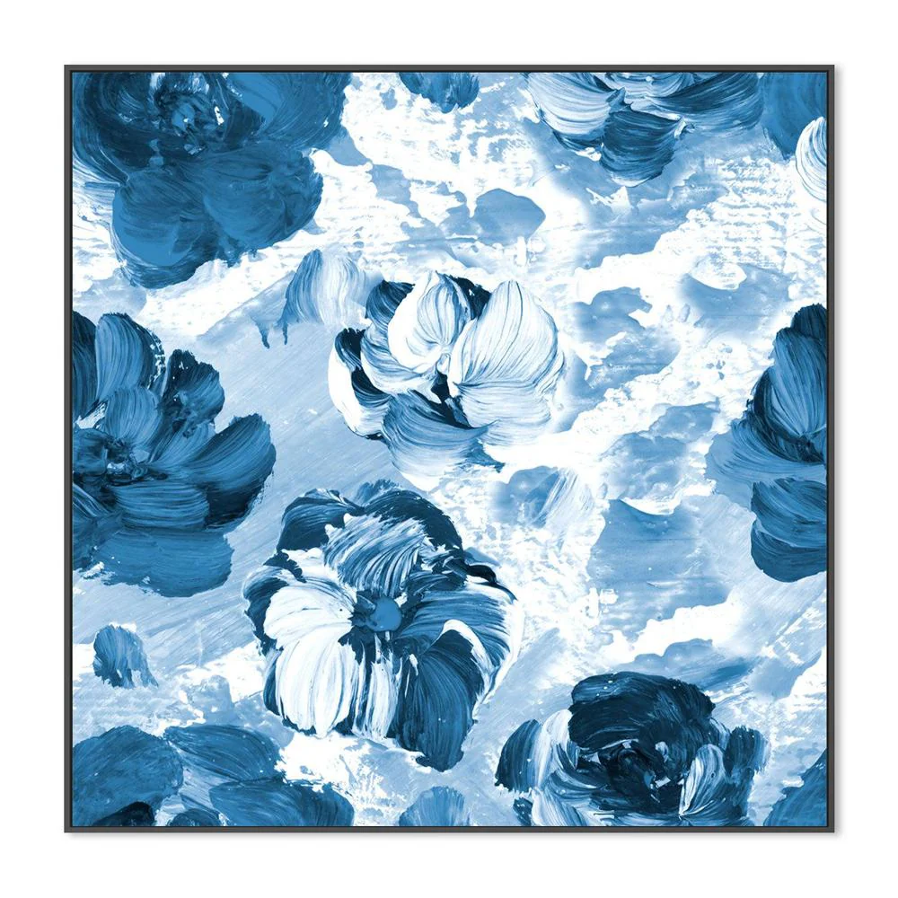 Blue Blooms , Hand-painted Canvas - Image 3