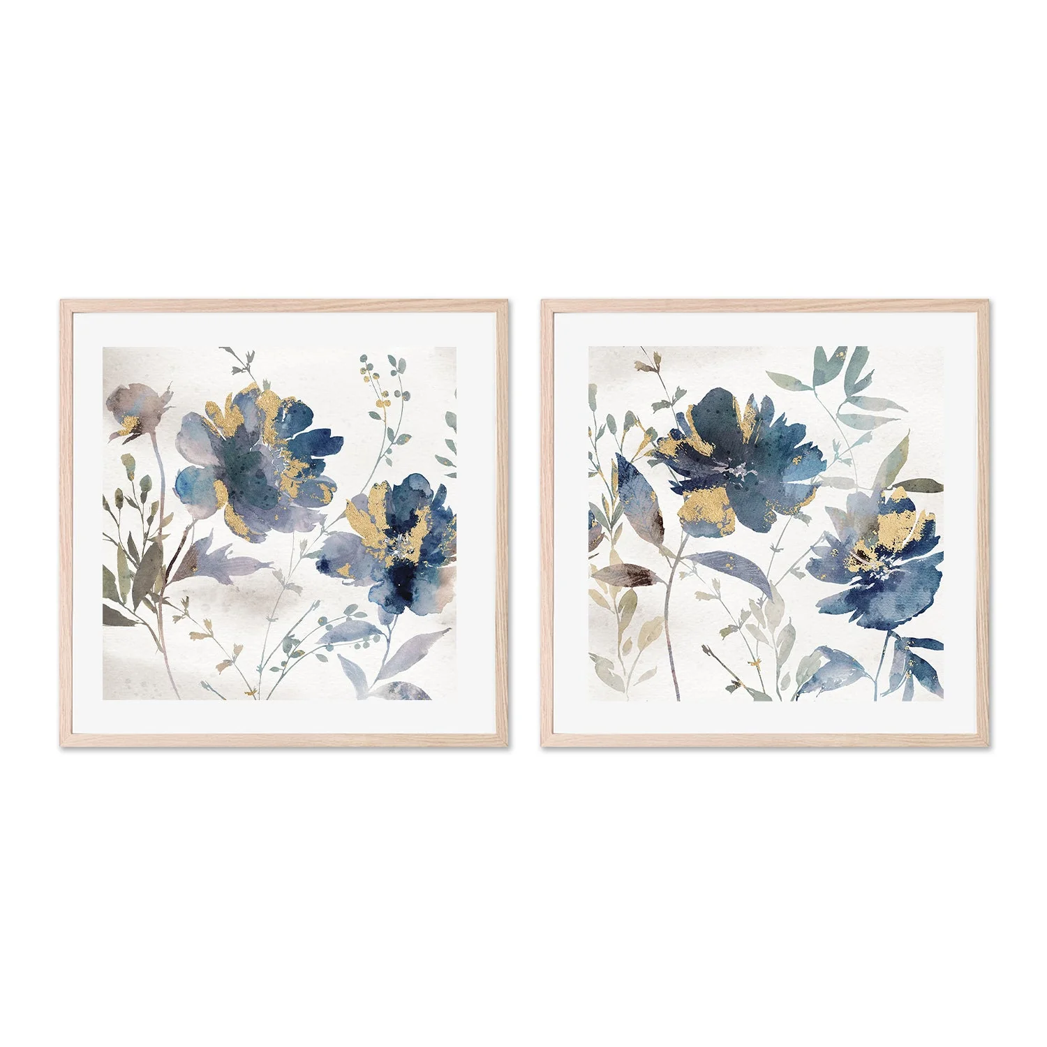 Blue Watercolor Florals, Style A & B, Set of 2 - Image 6